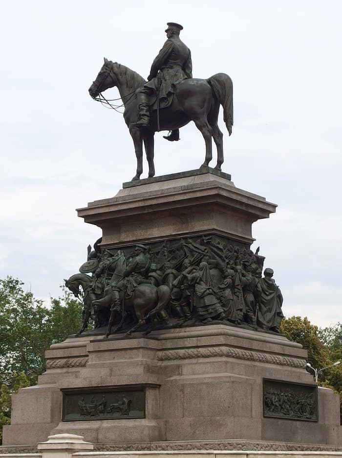 The Monument to the Tsar Liberator in Sofia, view of the pedestal and reliefs