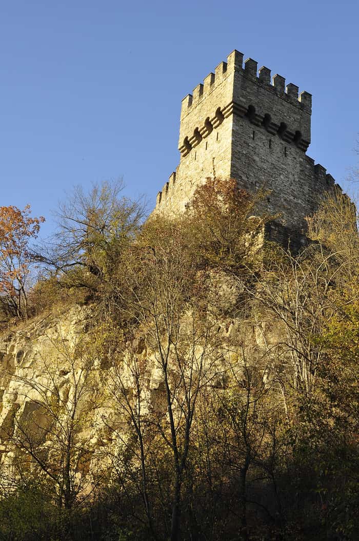 Der Balduinturm von unten gesehen, erste Ansicht